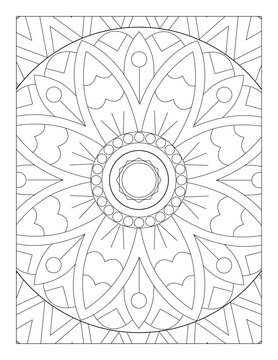Simple Mandala Style Colouring Page, Mandala Pattern 8.5” x 11 for KDP, Adult Coloring Page, Mandala coloring for Kids