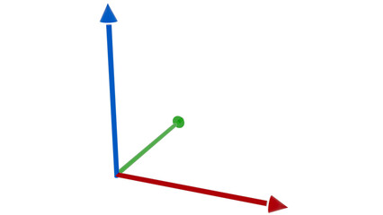 3D coordinate system on white background.