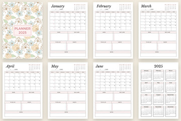 Minimalist Monthly Calendar 2025 Planner Bundle and cover	