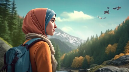 Fototapeta na wymiar Illustration of Hijab Day, Beautiful Young Women Wearing Hijab