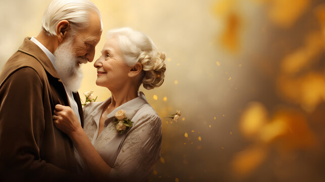 Heartwarming Background Image of an Elderly Couple, Symbolizing a Lifetime of Shared Stories.