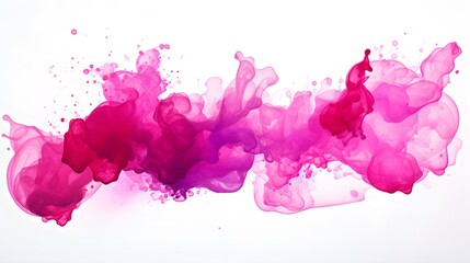 Magenta Watercolor Blobs on White Background. Artistic Presentation Background