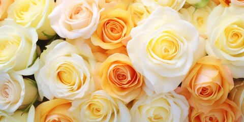 Obraz na płótnie Canvas Roses stock photo close up yellow, white rose flowers stock photo, in the style of pastel palette, biedermeier, vintage-inspired, rtx on, floral, elaborate, anne geddes