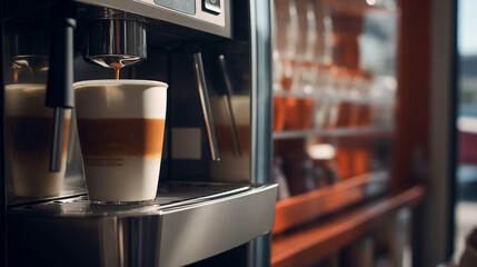 A steaming shot of coffee pours into a mug, filling the air with the aroma of rich coffee