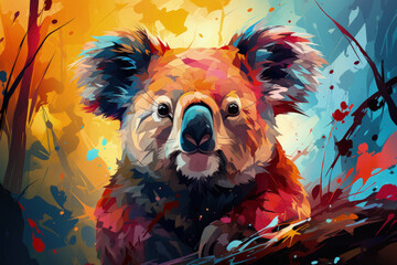 Bright and Colorful A Fauvism Style of a Koala, Generative Ai