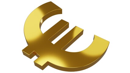 3D gold euro render on white background.