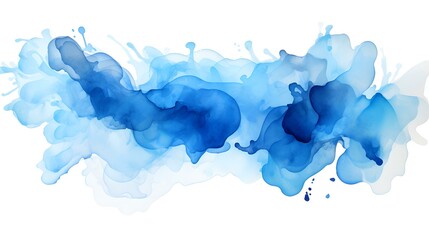 Sky Blue Watercolor Blobs on White Background. Artistic Presentation Background