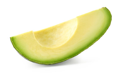 One fresh ripe avocado slice on white background