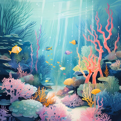 fish in aquarium, fish under the sea, Generative AI