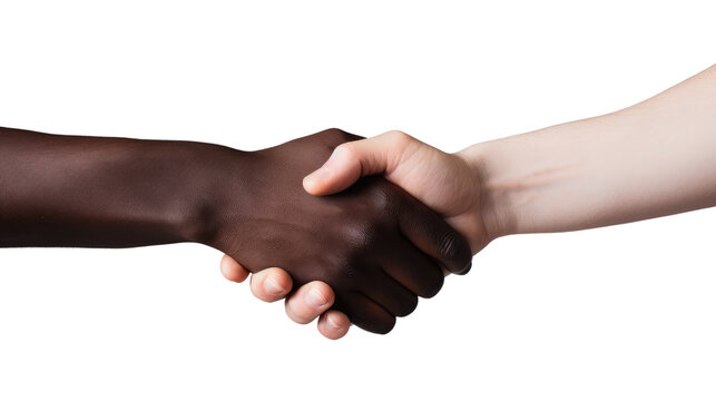 Black and white handshake isolated on transparent background, Handshake between two people. PNG. 
