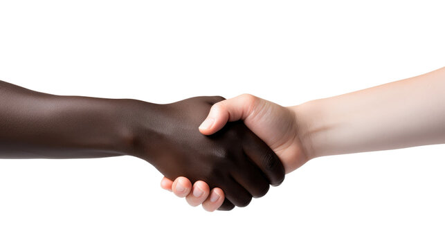 Black and white handshake isolated on transparent background, Handshake between two people. PNG. 