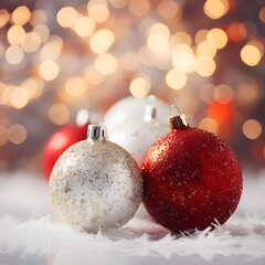 Christmas decoration ball on red and white