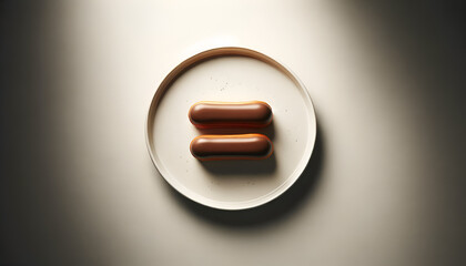  two chocolate eclairs on a sleek white plate