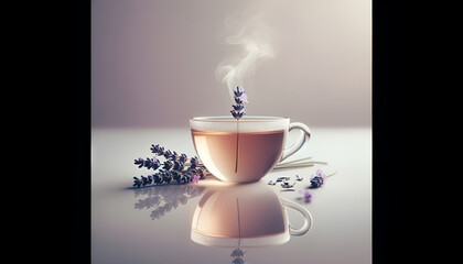 photo of lavender tea in a delicate cup