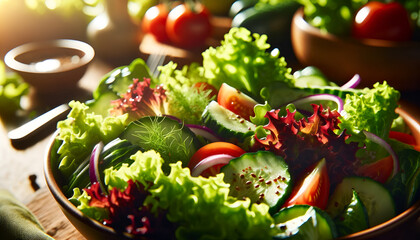 Close-up of a vibrant, fresh garden salad