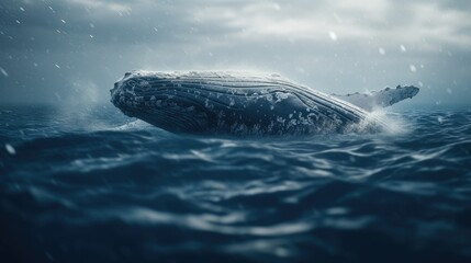 Illustration of a whale on the surface of the sea