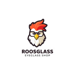 rooster logo on white background. Vector illustration for tshirt, website, print, clip art and poster