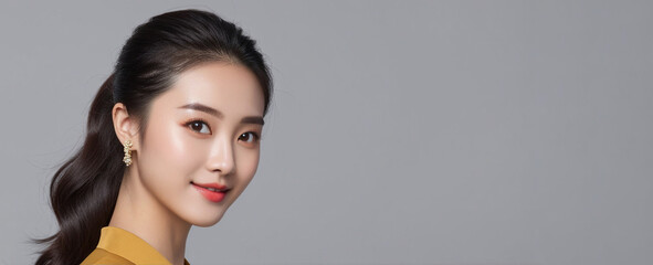 Beautiful Chinese good woman nice fashion half body eye contact