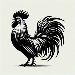 illustration of rooster, vintage grunge logo, ai generate