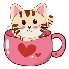 Cat and coffee cup 