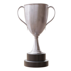 Fototapeta na wymiar Trophy cup silver isolated on white transparent background, Second place winner. PNG