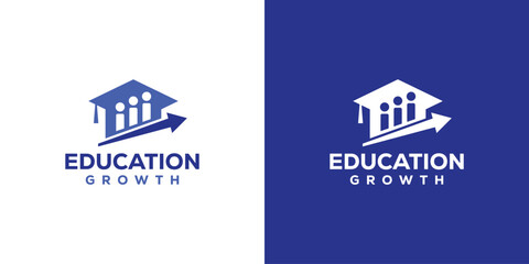 Creative Education Growth Logo Design. Graduation Hat and Investment Symbol Concept with Modern Style. Icon Symbol Logo Design Template.