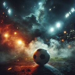 Fototapeta premium soccer ball in the sky, generated by AI.