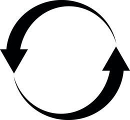 Rotate arrows icon. Black and white simple arrow icon.
