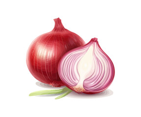 Onion and slice. Vector illustration design.