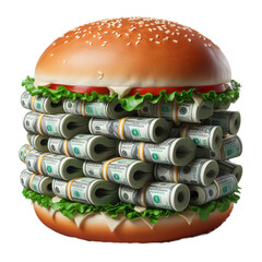 hamburger dollars money isolated food market earnings - ai generated