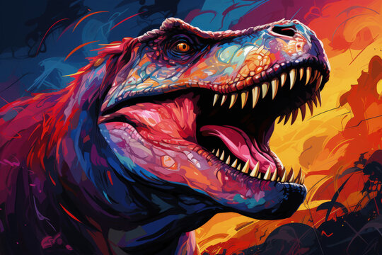 Bright and Colorful A Fauvism Style of a Dinosaur, Generative Ai