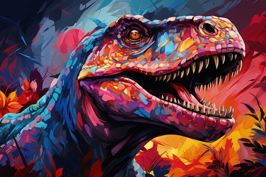 Bright and Colorful A Fauvism Style of a Dinosaur, Generative Ai