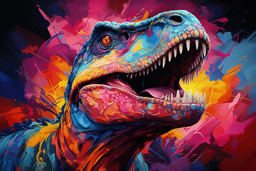 Bright and Colorful A Fauvism Style of a Dinosaur, Generative Ai - obrazy, fototapety, plakaty