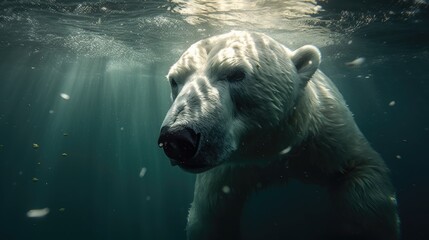 Illustration of polar bears in winter - obrazy, fototapety, plakaty