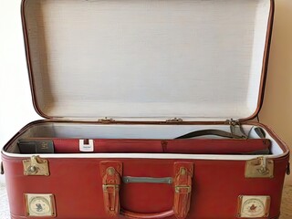 Suitcase in the interior of a hotel room, close-up

