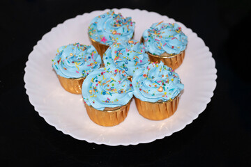 Cupcakes with blue cream