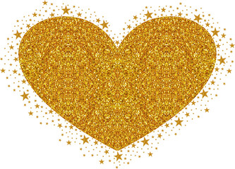 Yellow or Gold Love with gold Sparkling glitter Stars Vector clipart icon  #10