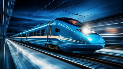 Powerful high speed train racing along the tracks with incredible speed and precision - obrazy, fototapety, plakaty
