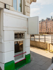 closed and locked Italien corner restaurant in the urban city, impact of the coronavirus.