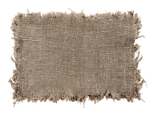 Burlap texture. A piece of torn burlap on a white background. Canvas. Packing material
