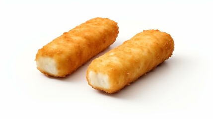 Cheese sticks isolated on a white background. Top view. Flat lay.