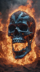 Smoke Inferno Skull burning fire flame illustration 