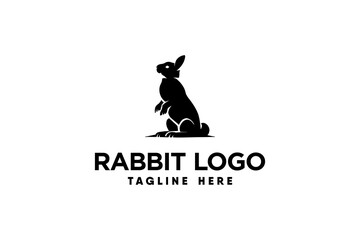 Rabbit logo vector with modern and clean silhouette style
