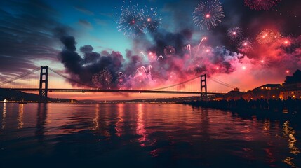 Lisbon's New Year's Eve Fireworks over the 25 de Abril Bridge