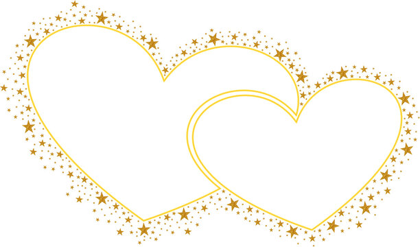 Double Yellow or Gold Love with gold Sparkling glitter glitter Stars Vector clipart icon #16