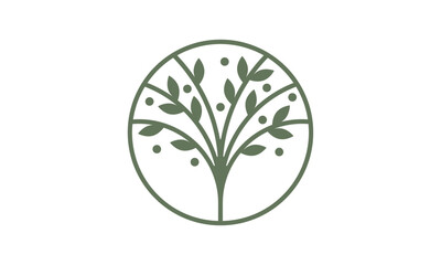 Botanical nature icon set. Modern tree logos. Plant symbols.	
