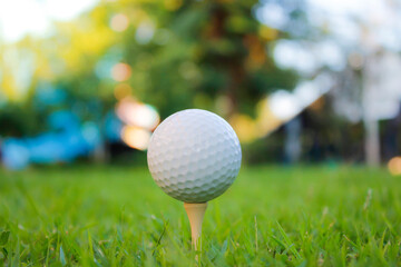 Golf ball bokeh light background.