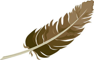 Feather quill pen writes old fashioned literature elegantly