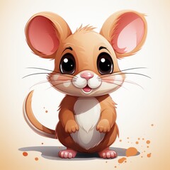 Cute cartoon mouse on white background