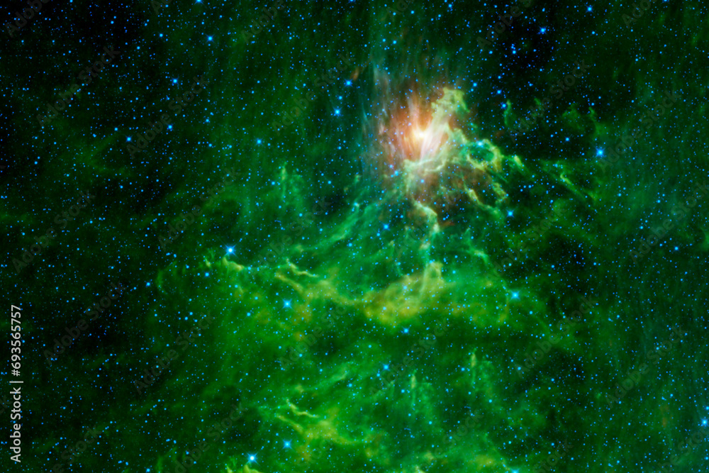 Wall mural green space nebula. elements of this image furnished by nasa